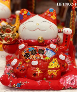 Mèo Thần Tài Vẫy Tay Kinh Doanh Phát Tài Cao 25cm - Màu Đỏ