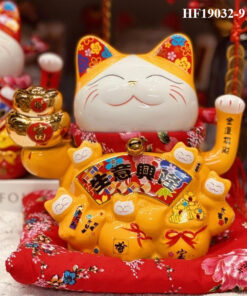Mèo Thần Tài Vẫy Tay Vạn Phát Cao 25cm - Màu Vàng