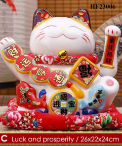 Mèo Thần Tài Vẫy Tay Phú Quý Cát Tường Cao 25cm