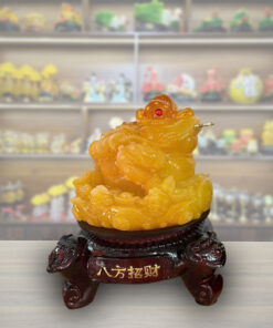 Tượng Thiềm Thừ Cóc Ngâm Tiền Cao 30x25cm - màu Vàng