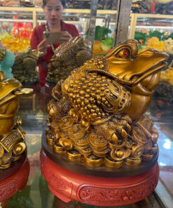 Tượng Thiềm Thừ Cóc Ngậm Tiền Chiêu Tài Hút Lộc -Màu Giả Đồng