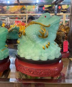 Tượng Thiềm Thừ Cóc Ngậm Tiền Chiêu Tài Hút Lộc -Màu Xanh Ngọc