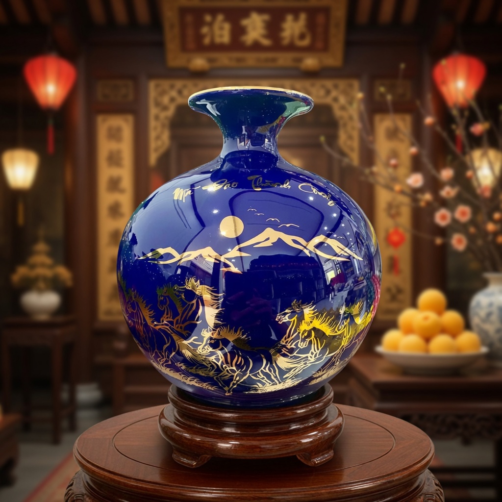 Bình Hút Lộc Mã Đáo Thành Công Màu Xanh Coban