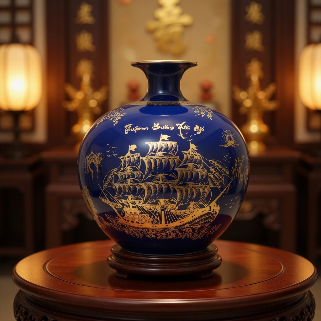 Bình Hút Lộc Thuận Buồm Xuôi Gió Màu Xanh Coban