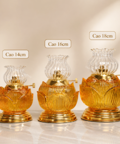 Đèn Dầu Hoa Sen Chân Hợp Kim Đồng Cao Cấp-2 Màu-Kich Thước