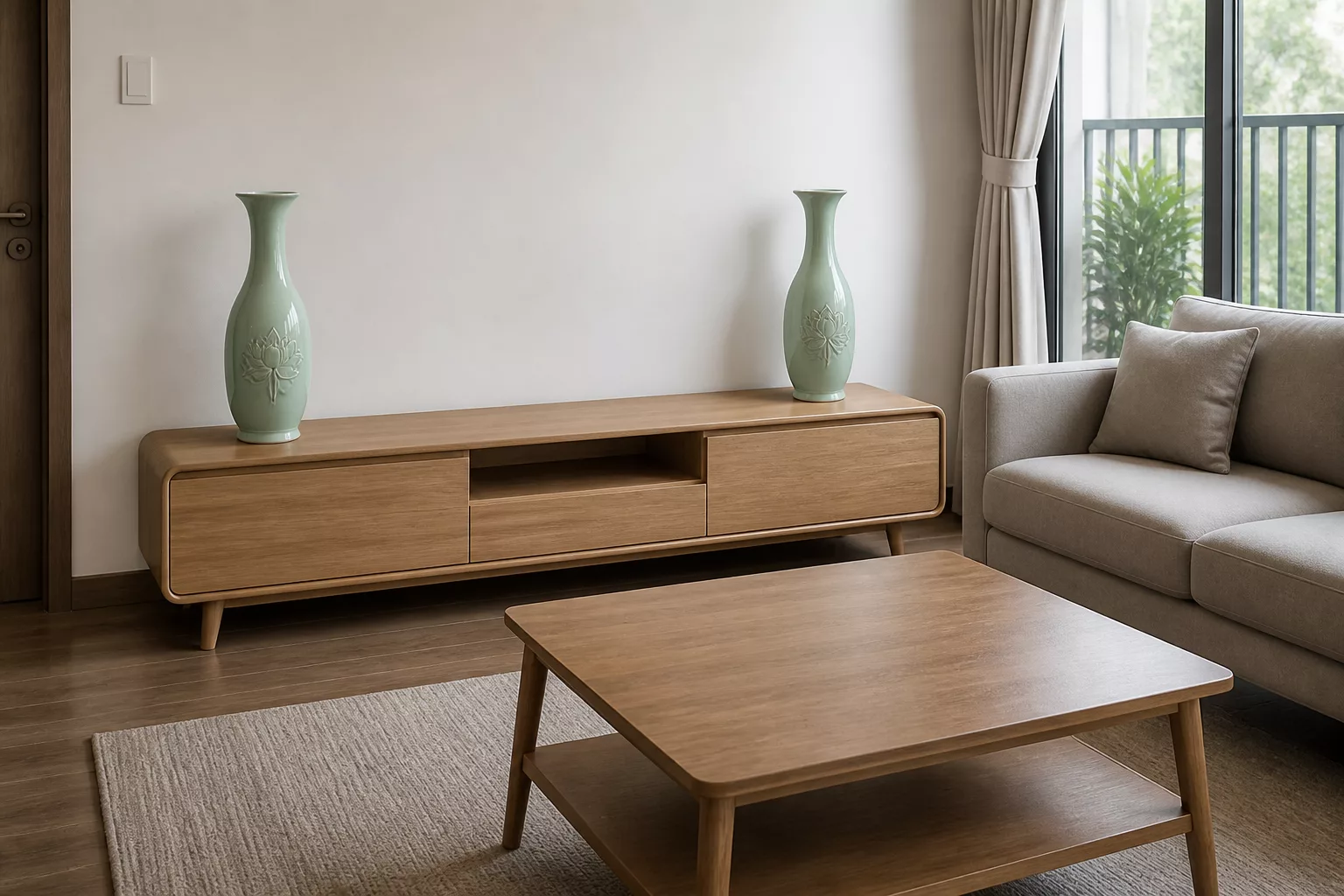 Cặp Lục Bình 50 cm đồng bộ trong phòng khách nhỏ