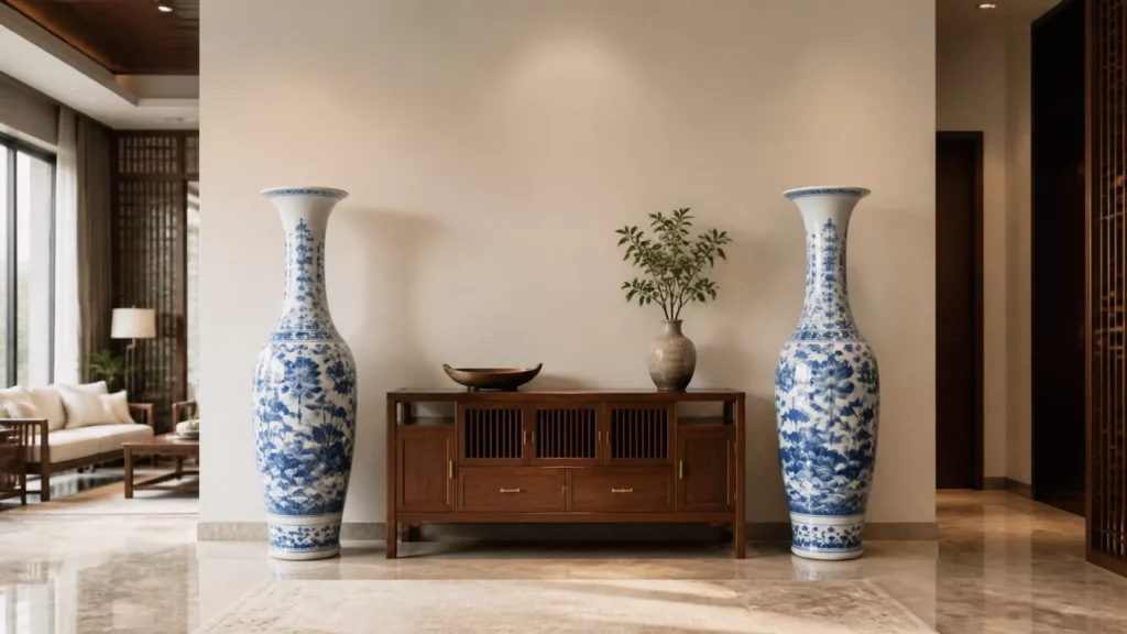 Cặp Lục Bình phong thủy dáng cao trong phòng khách