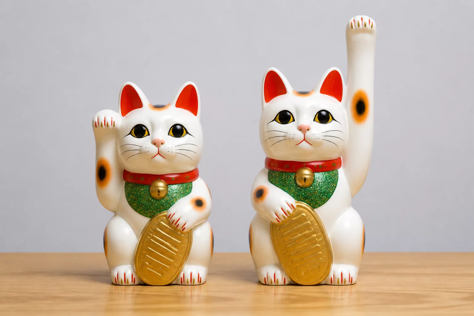 So sánh độ cao tay vẫy của mèo thần tài