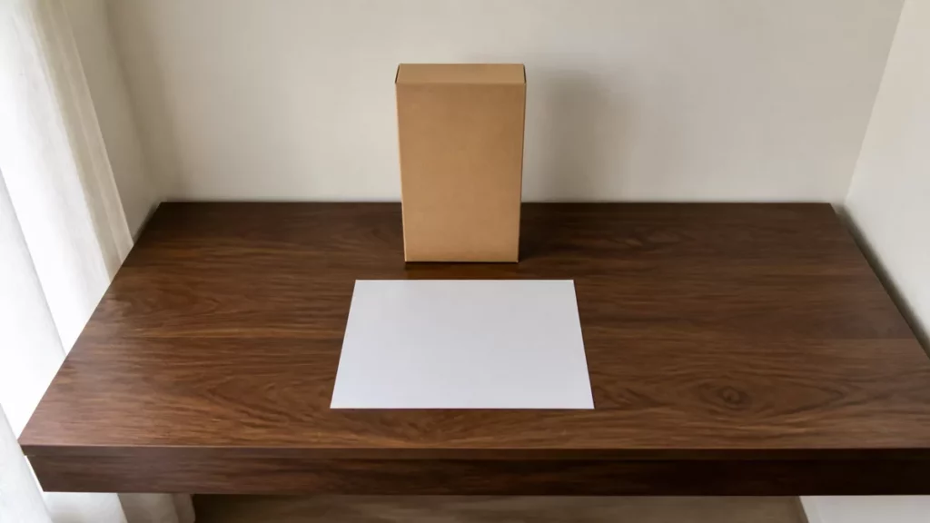 Mẫu giấy chân đế và hộp mô phỏng kích thước tượng trên kệ