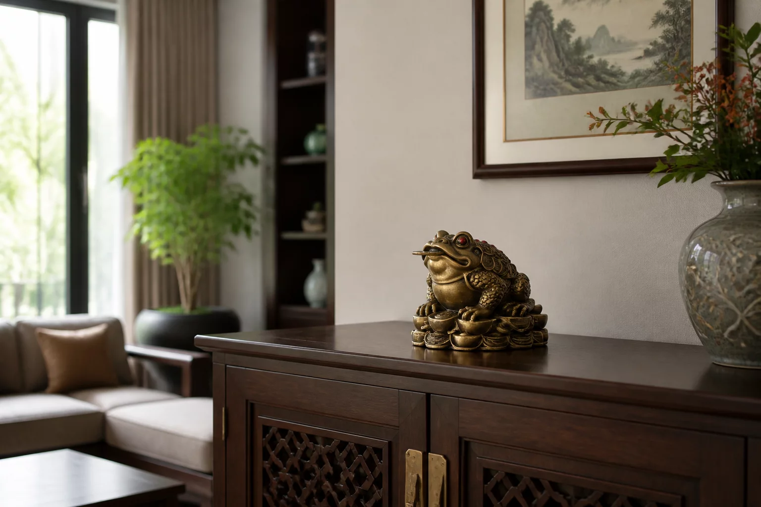 Thiềm Thừ trên tủ phòng khách