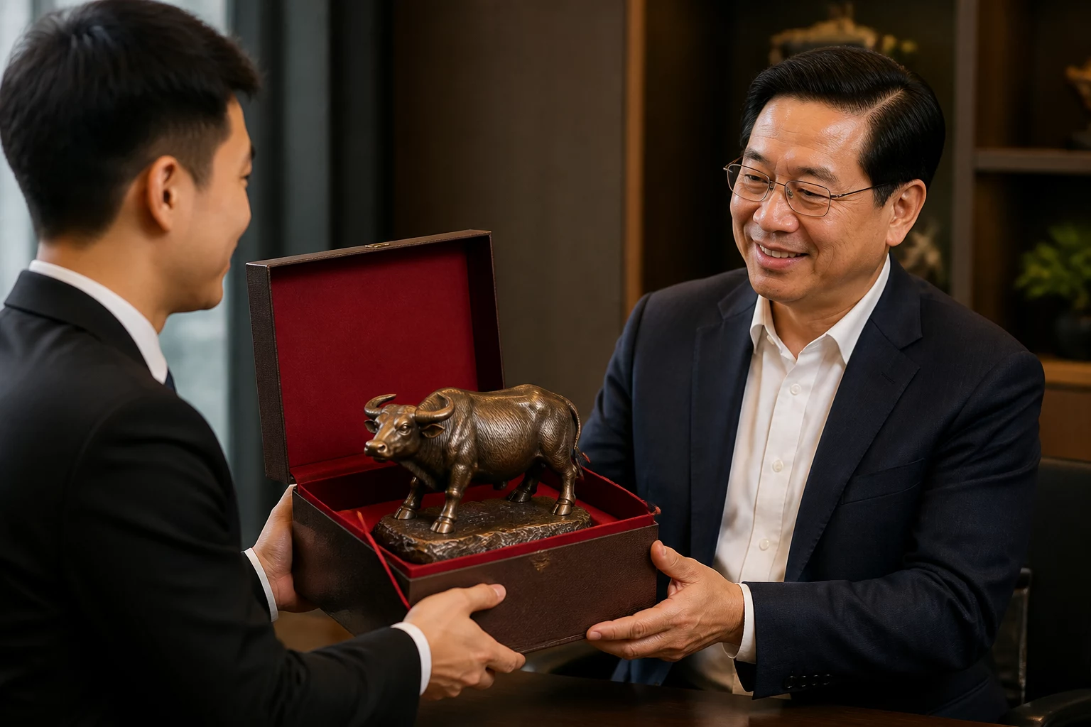 Tượng Trâu trong hộp quà được trao cho người làm kinh doanh