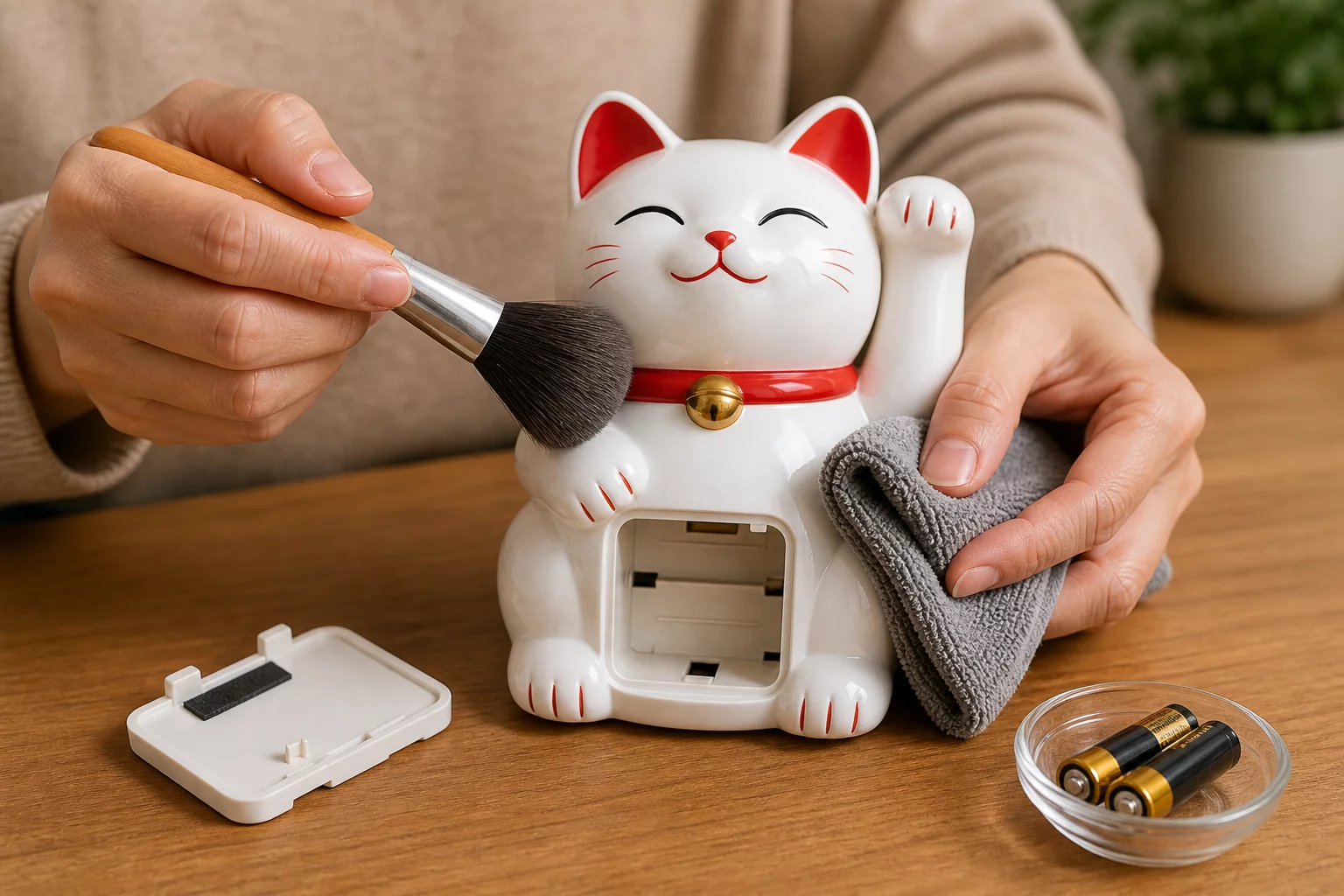 Vệ sinh mèo thần tài vẫy tay an toàn