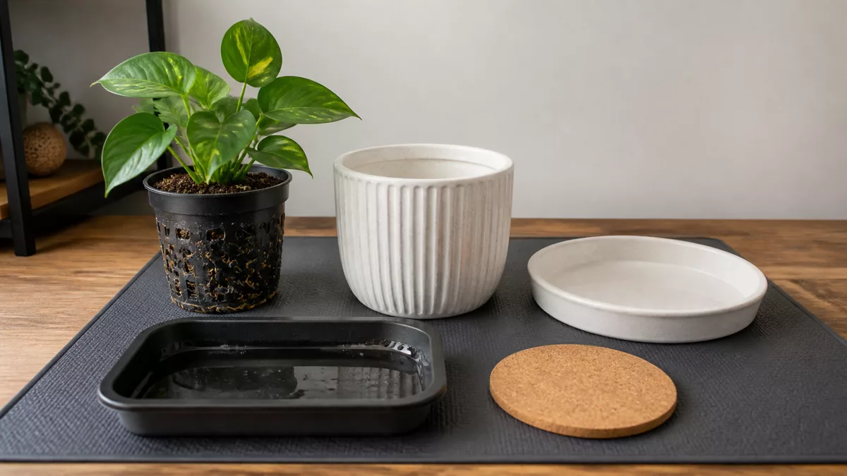 Chậu trồng thoát nước vỏ chậu khay hứng và lót chống ẩm